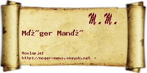 Móger Manó névjegykártya